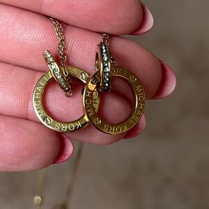 2 Michael Kors Double Circle Necklace in Gold /Rose Gold Tone